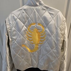 White Quilted Jacket with Gold Scorpion
